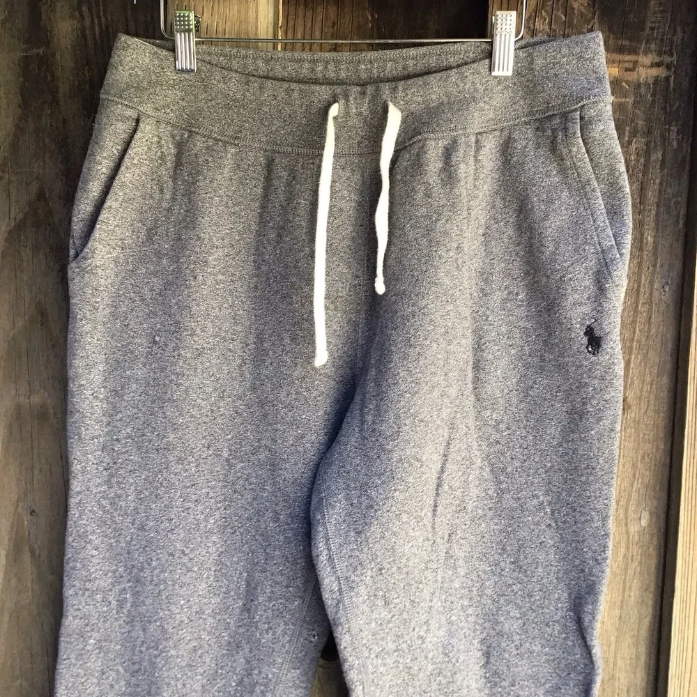 Polo Ralph Lauren Gray Fleece Sweatpants Joggers Drawstring Men's Large